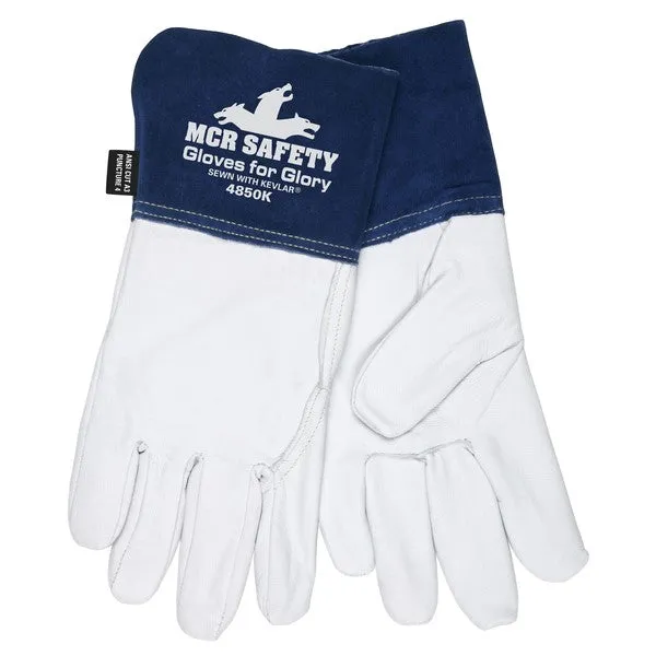 4850KM MCR Safety Gloves for Glory Welding Gloves, Medium, Leather, White