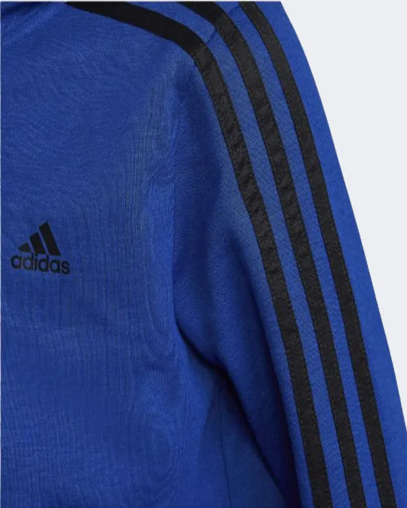 Adidas 3 Stripes Full Zip Boys Sportswear Hoody Blue/Black Hn1916