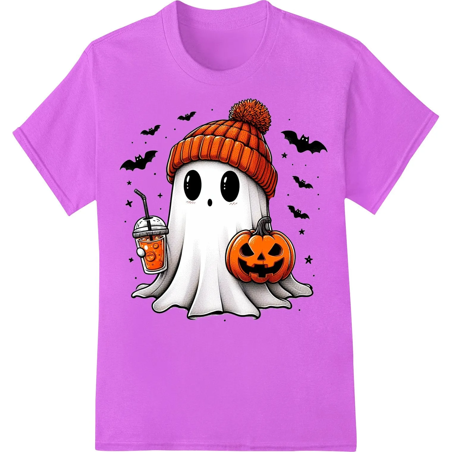 Adorable Ghost with Pumpkin - Cute Halloween Design