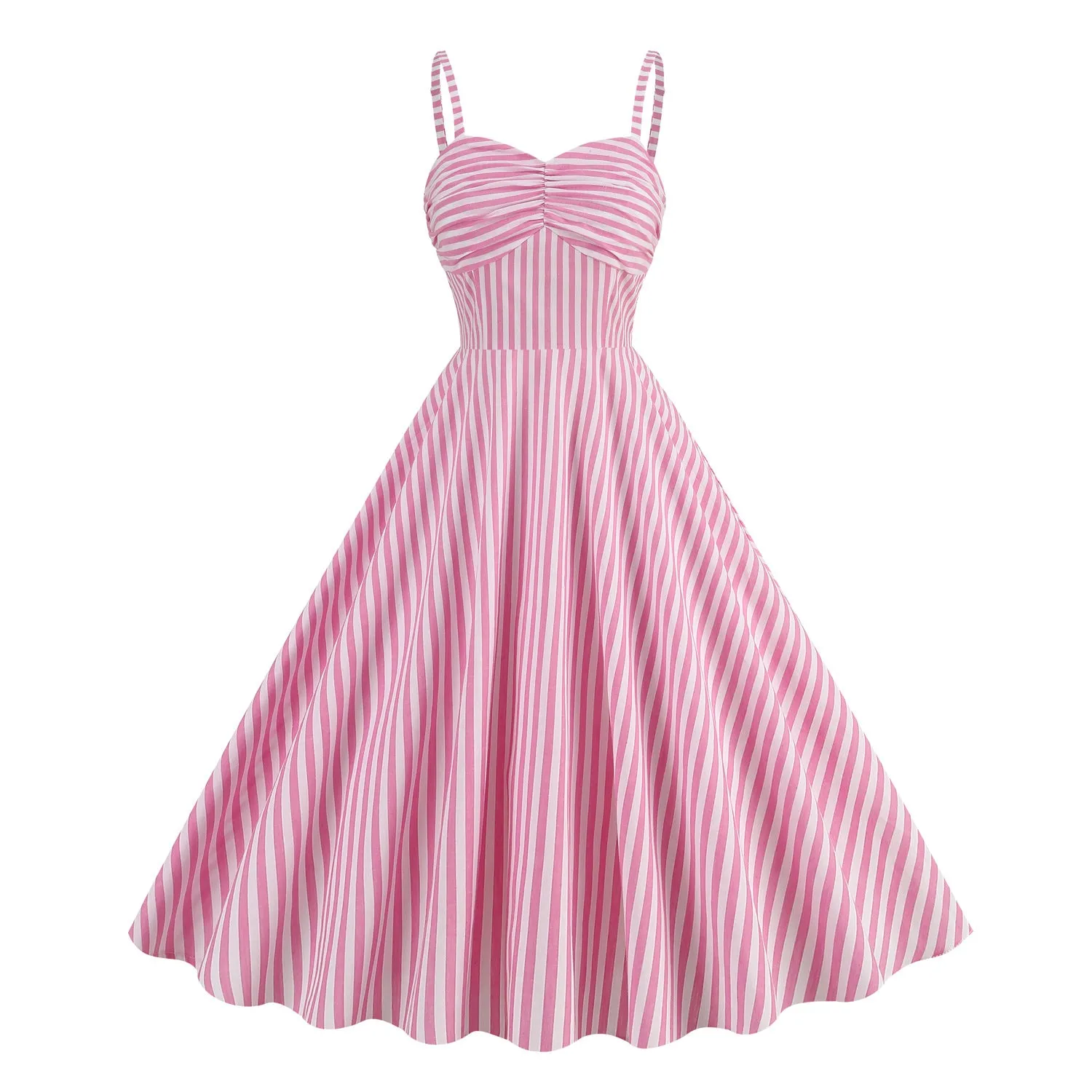 Advbridge strawberry shortcake costume women Cosplay Hepburn Style Retro Fresh Holiday Barbie Pink Plaid Striped Sling High Waist Mid-Length Dress Cotton Hallowee