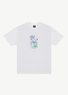 AFENDS Mens Gardener - Retro Graphic T-Shirt - White