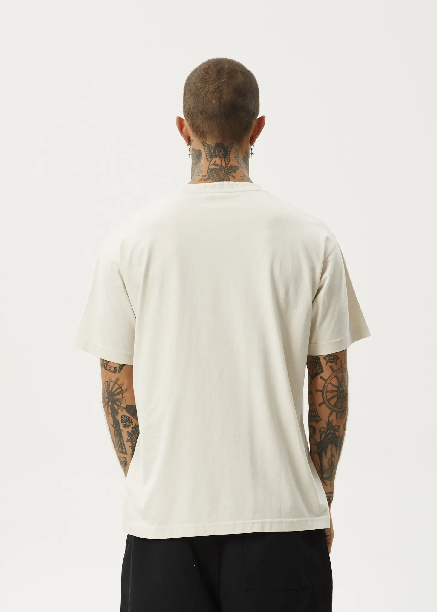 AFENDS Mens Graveyard - Boxy Fit Tee - Moonbeam