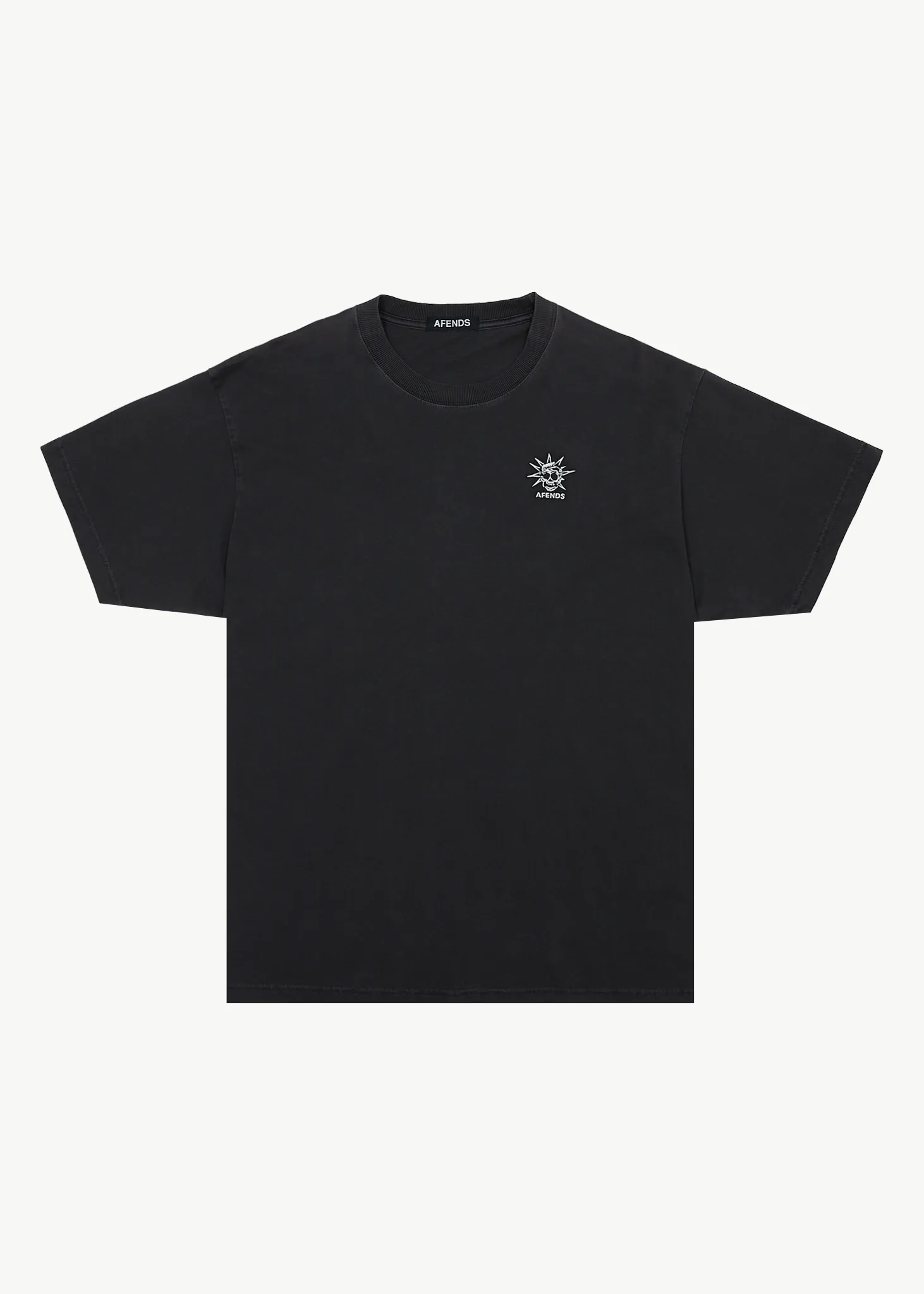 AFENDS Mens Graveyard - Boxy Fit Tee - Stone Black