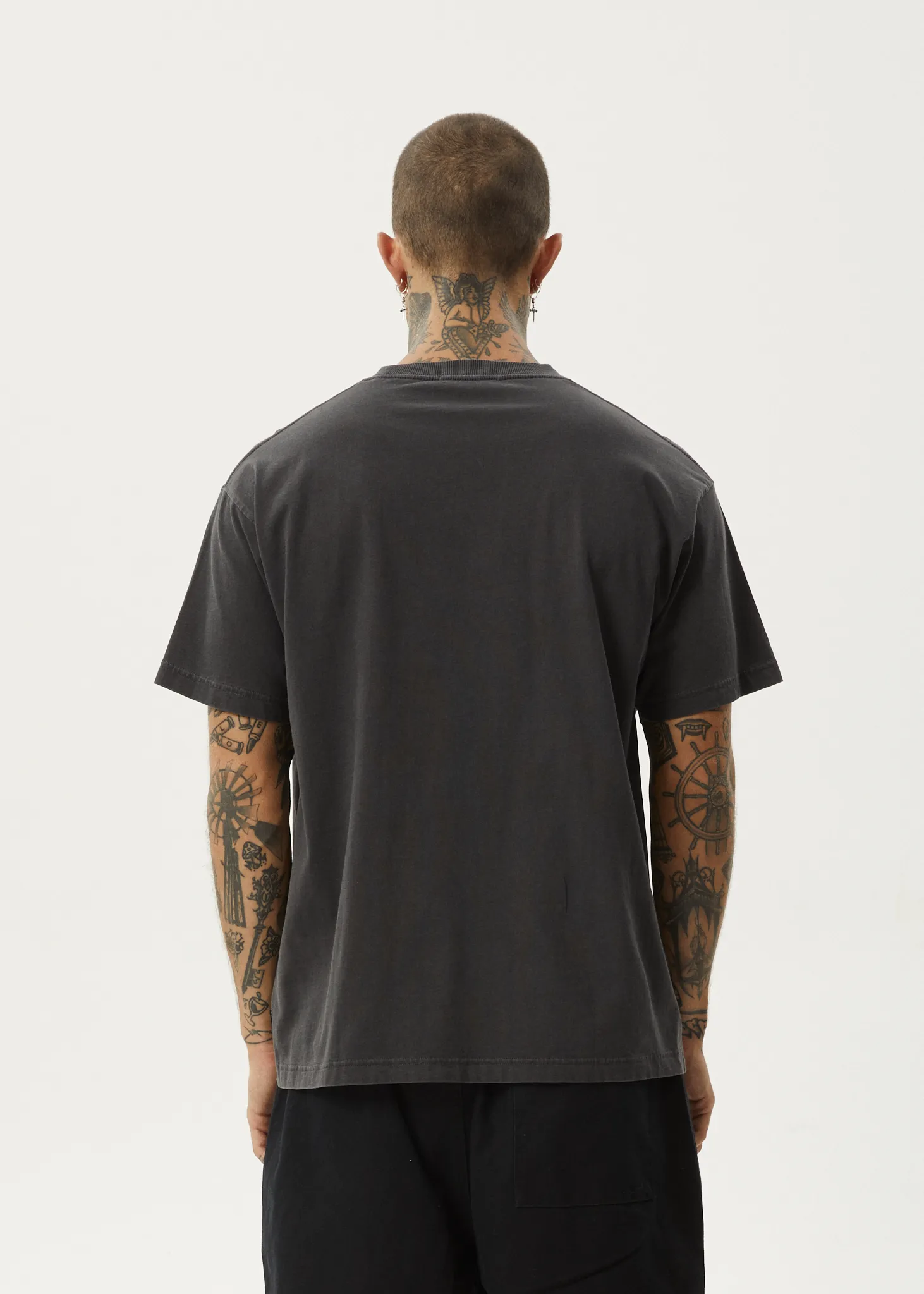 AFENDS Mens Graveyard - Boxy Fit Tee - Stone Black