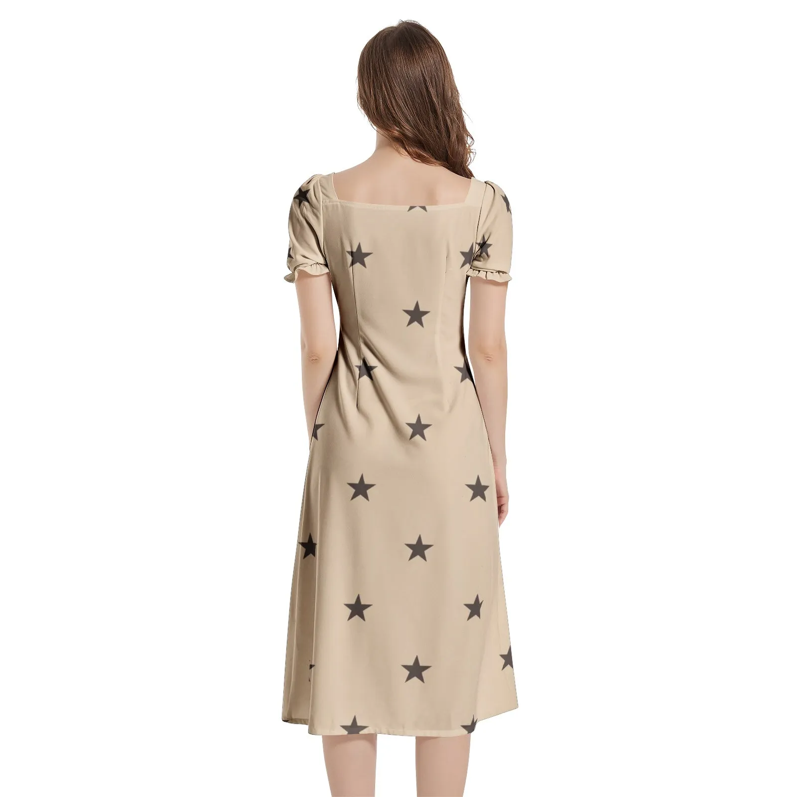 Allstars Puff Sleeve Split Thigh Midi Dress