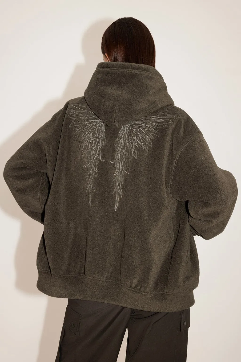 Angel Collection Stand Collar Zipper Fleece Sweatshirt