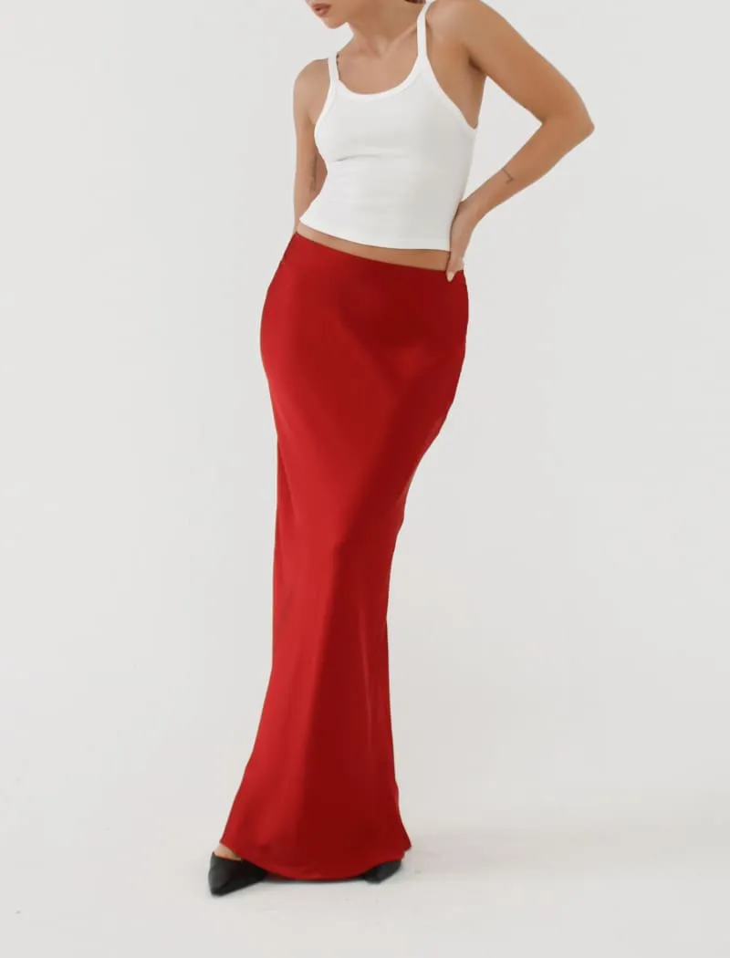 Archive Bias Maxi Skirt | Crimson