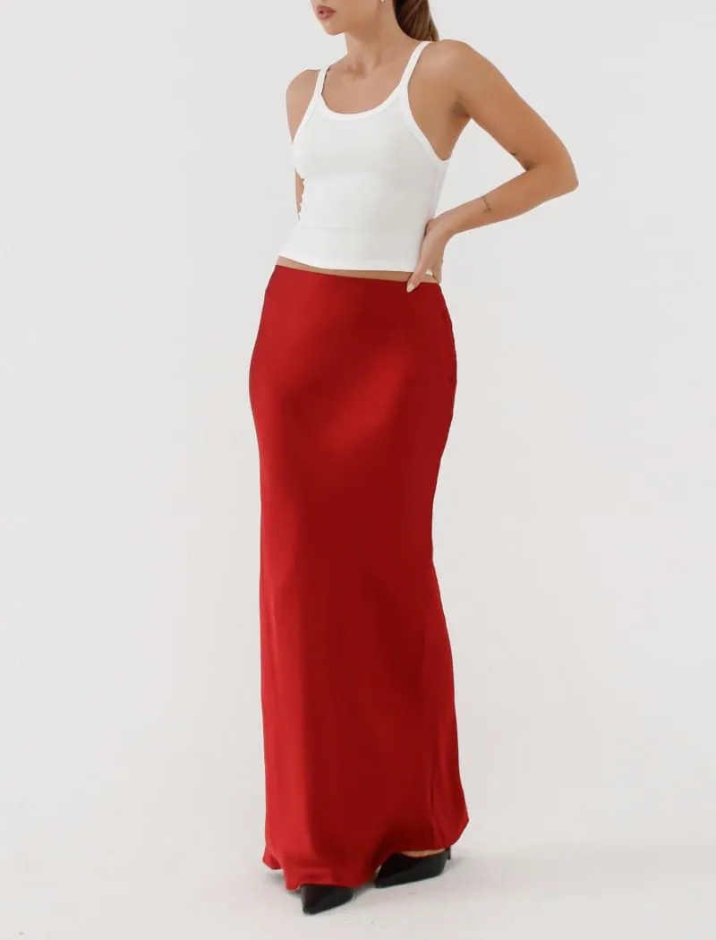 Archive Bias Maxi Skirt | Crimson