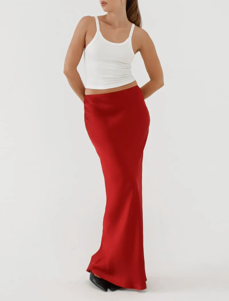 Archive Bias Maxi Skirt | Crimson