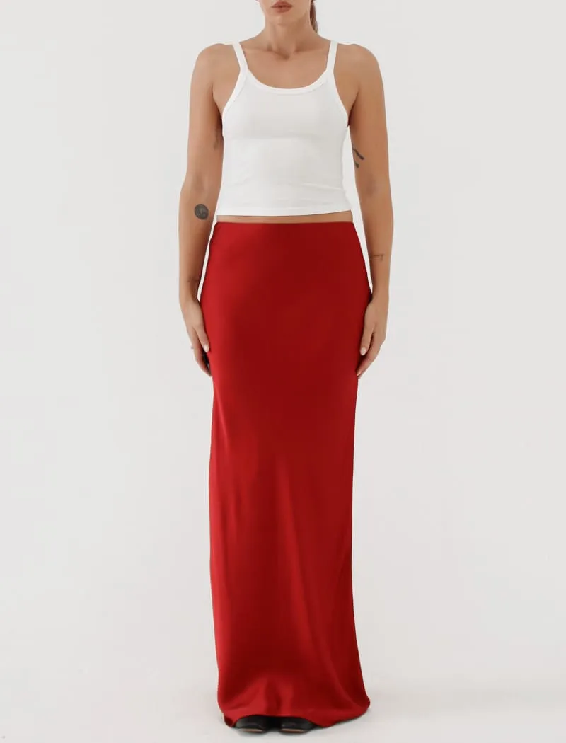 Archive Bias Maxi Skirt | Crimson