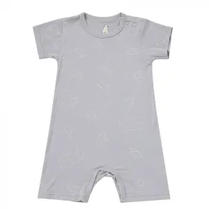 Baa Baa Sheepz Romper Short Sleeve Cute Big Star & Head Grey - 12M