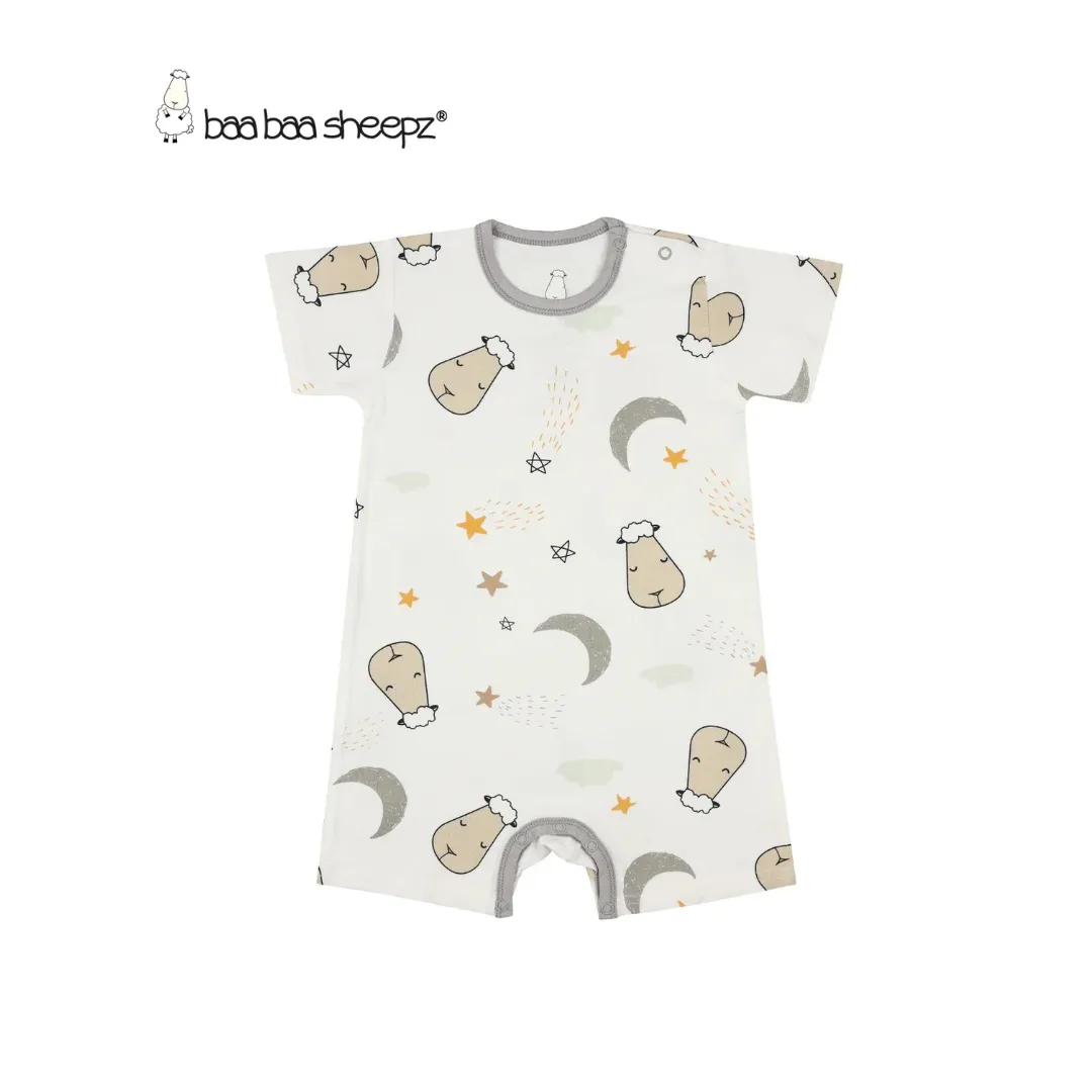 Baa Baa Sheepz Romper Short Sleeve Goodnight Baa Baa White