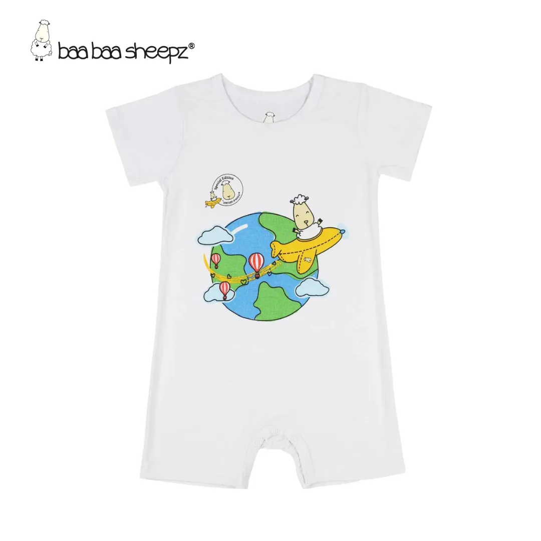 Baa Baa Sheepz SPECIAL EDITION - Romper Short Sleeve Globe White