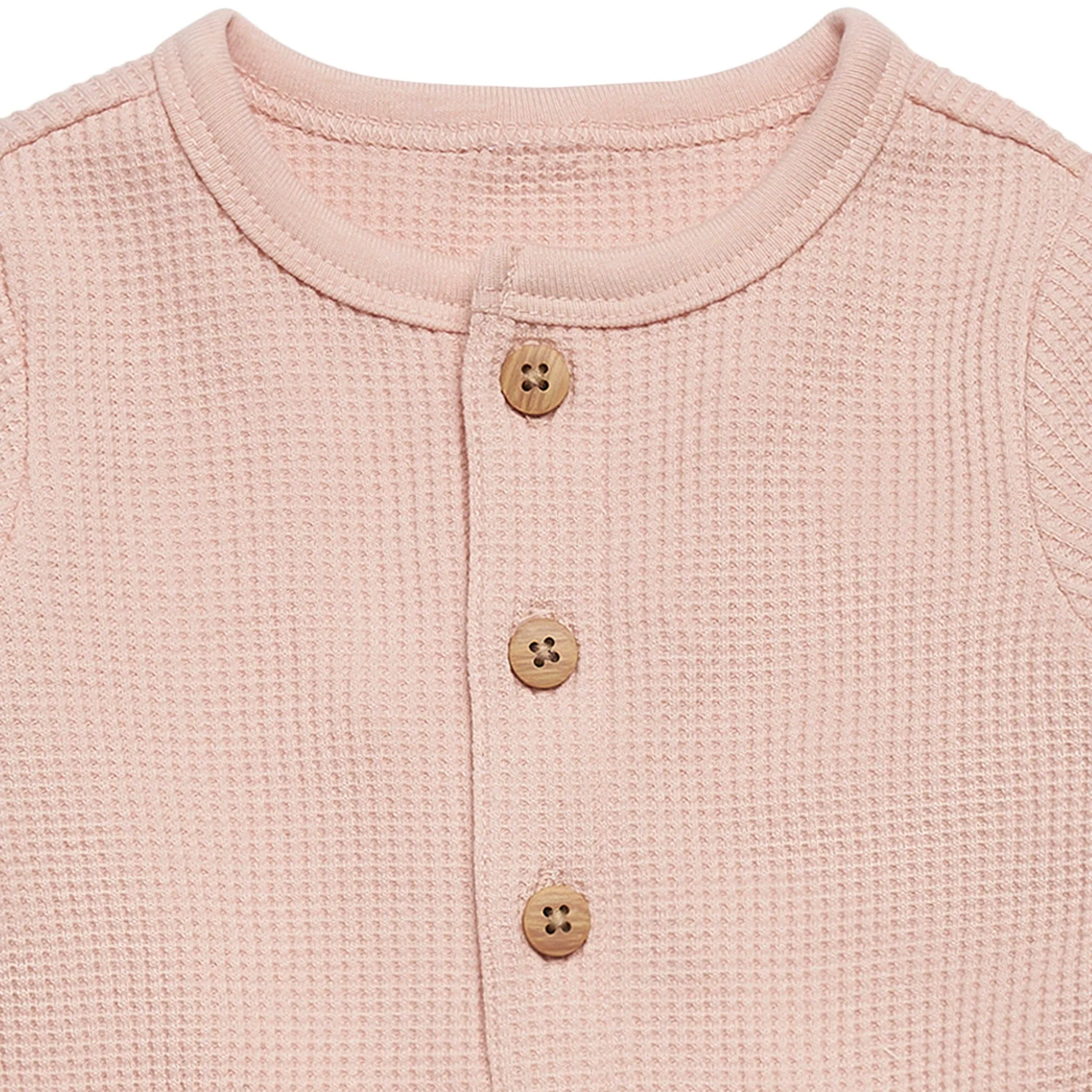 Baby Girls Pink Kangaroo Pocket Waffle Romper