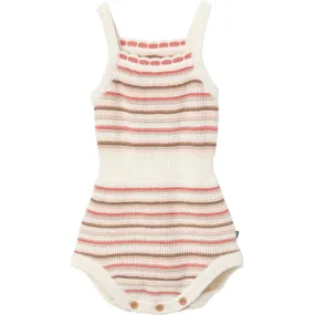 Baby Girls Pink Stripe Crochet Sunsuit Romper