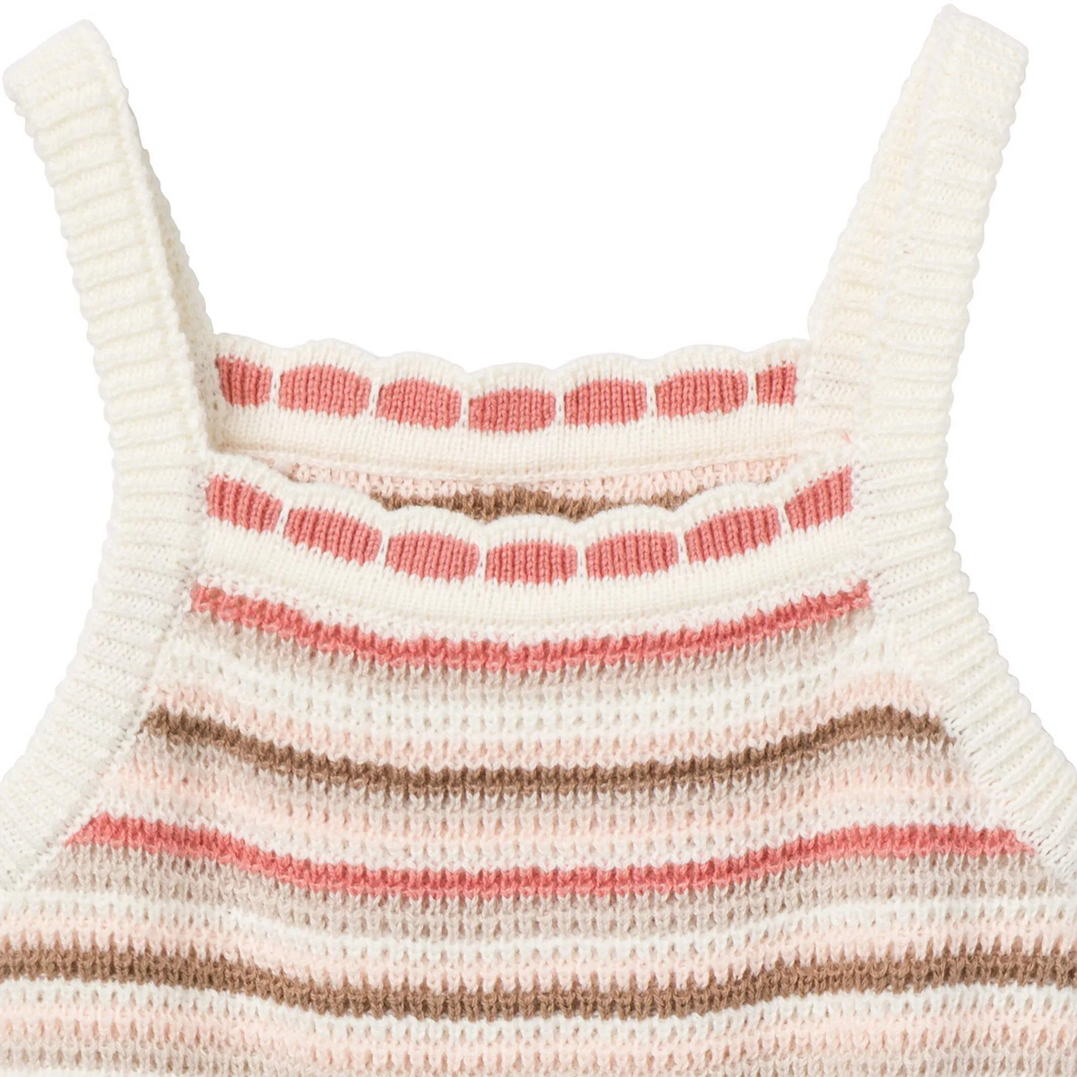 Baby Girls Pink Stripe Crochet Sunsuit Romper