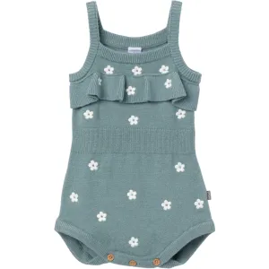 Baby Girls Teal Floral Jersey Sunsuit Romper