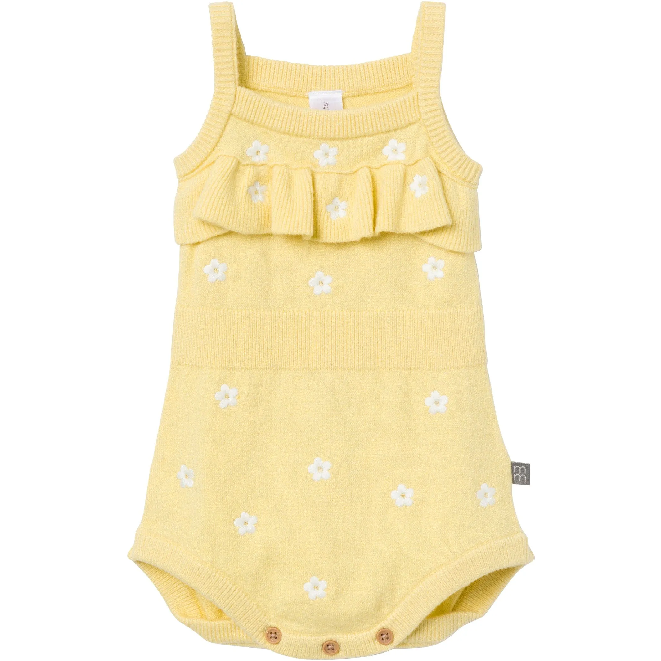 Baby Girls Yellow Floral Jersey Sunsuit Romper