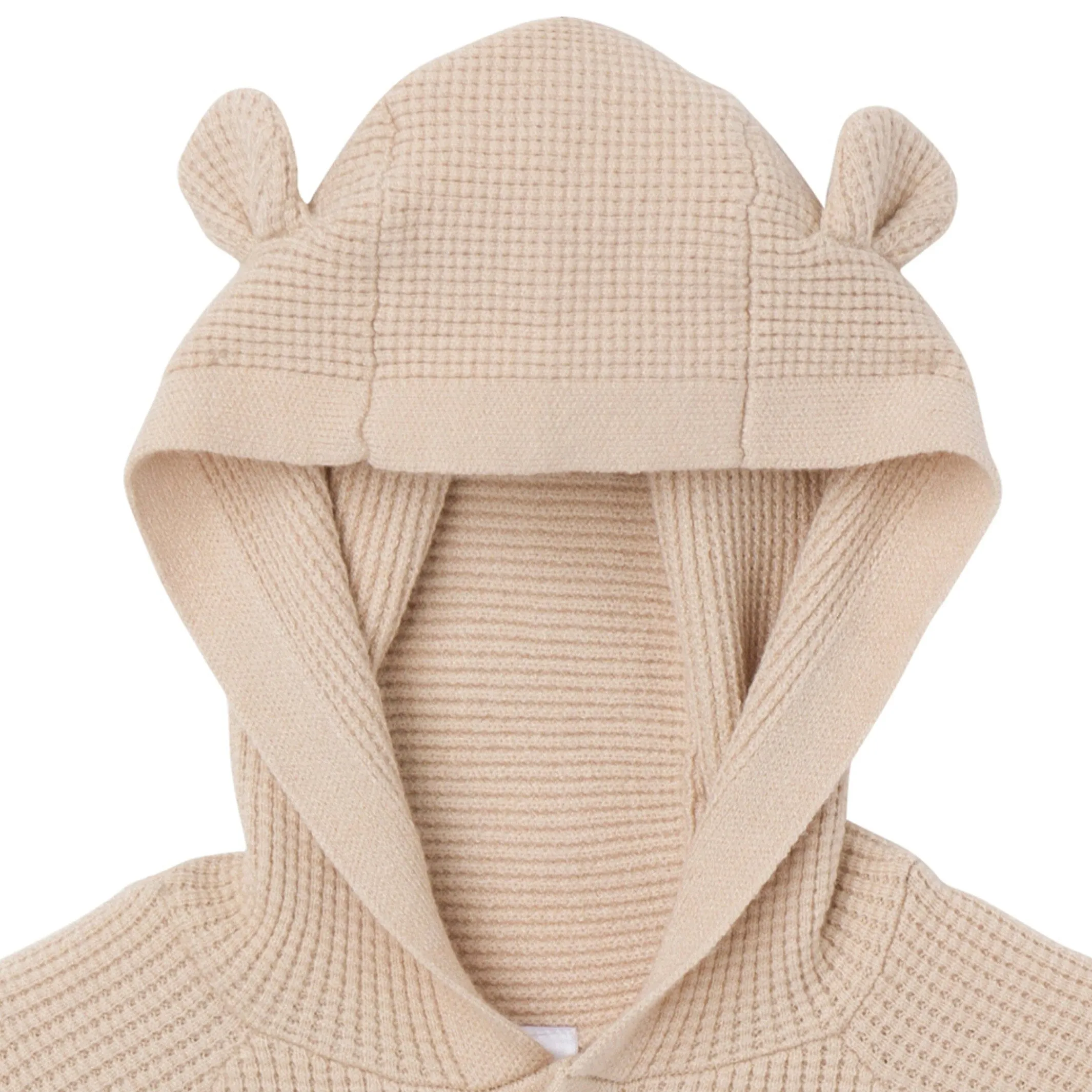 Baby Neutral Beige Hooded Sweater Romper