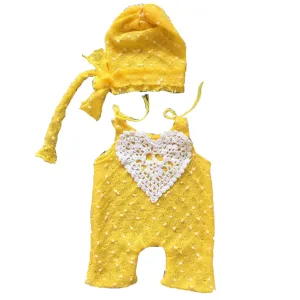 Babymoon Set of 2 | Popcorn Romper with Cap | Baby Photoshoot Props Costumes | 0-3 months | Yellow