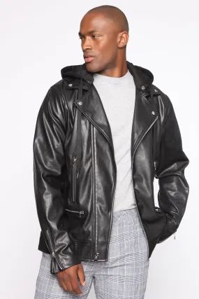 Bad Boy Hooded Moto Jacket - Black