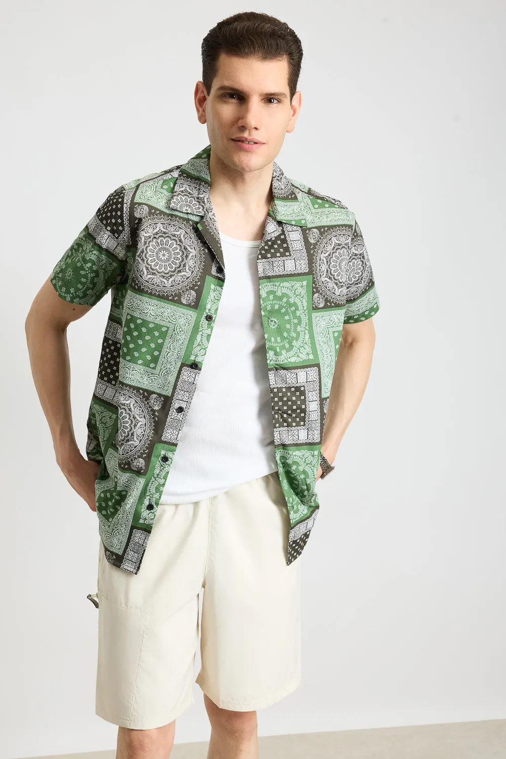 Bandana Print Men's Resort Shirt