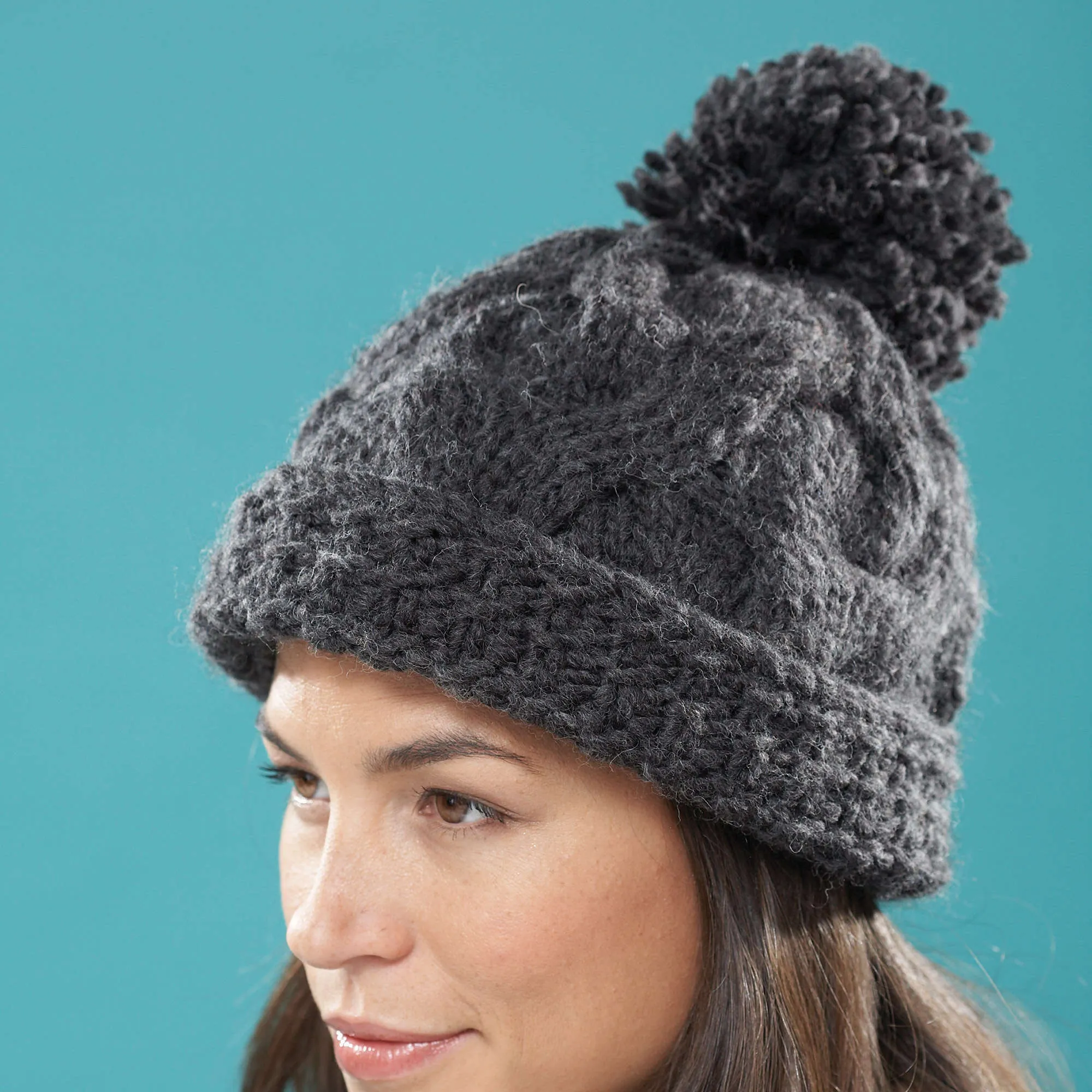 Bernat Knit Pompom Souffle Hat