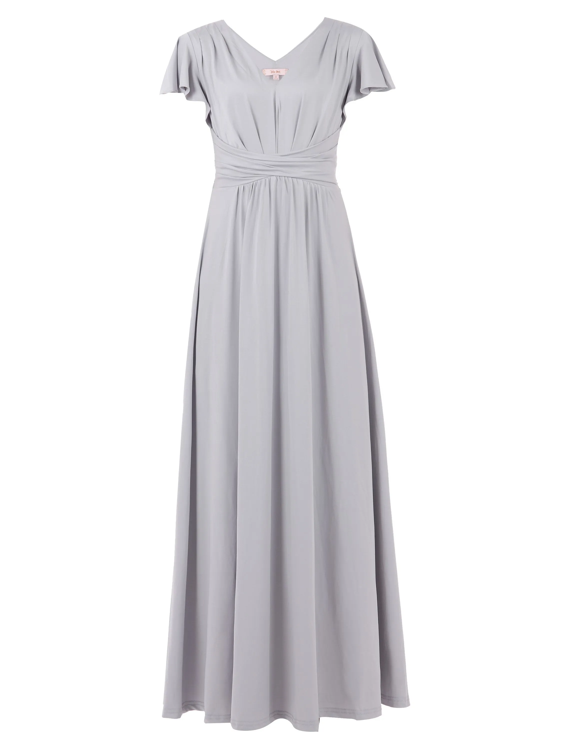 Bette Bridesmaid Twist Waist Maxi Dress, Sliver Grey