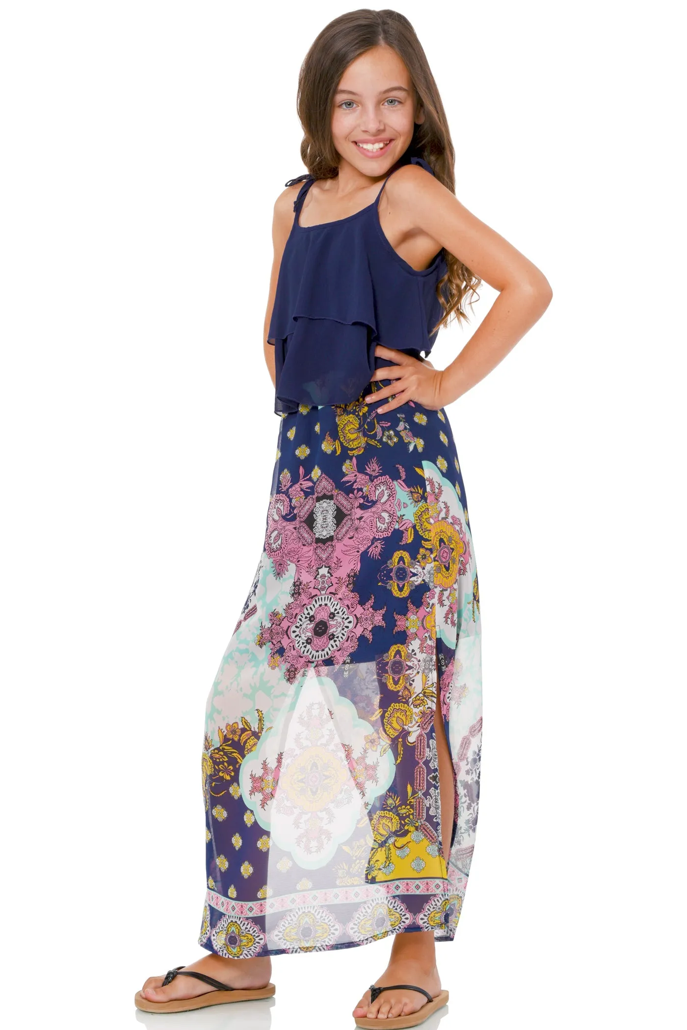 Big Girls Print Mix Maxi Dress