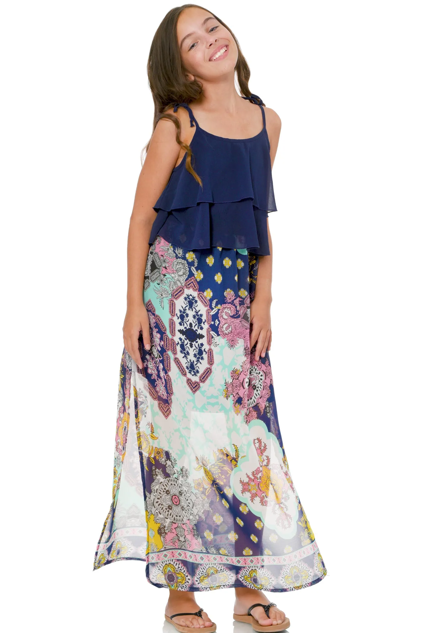 Big Girls Print Mix Maxi Dress