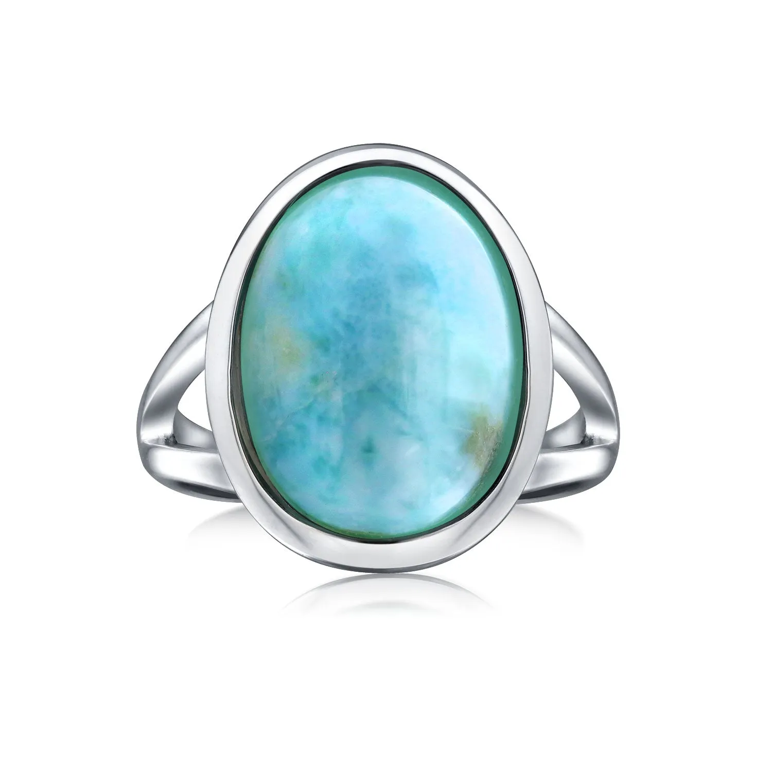 Big Oval Bezel Gemstone White Opal Statement Ring .925Sterling Silver