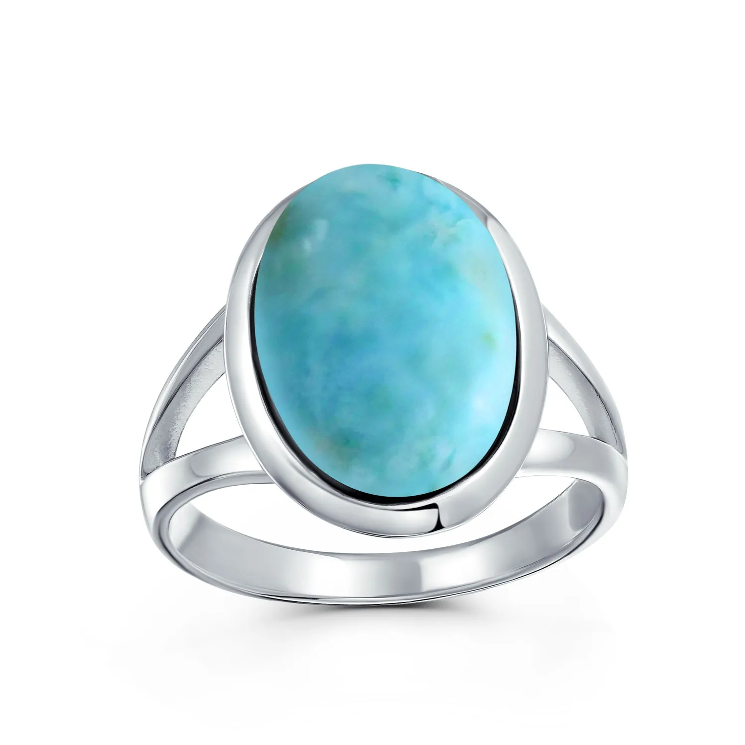 Big Oval Bezel Gemstone White Opal Statement Ring .925Sterling Silver