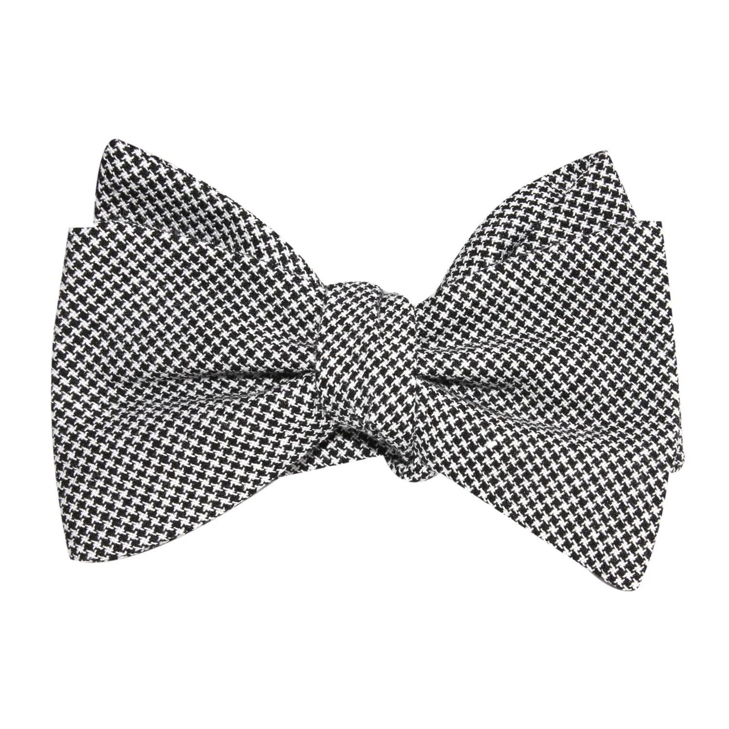 Black & White Houndstooth Cotton Self Tie Bow Tie