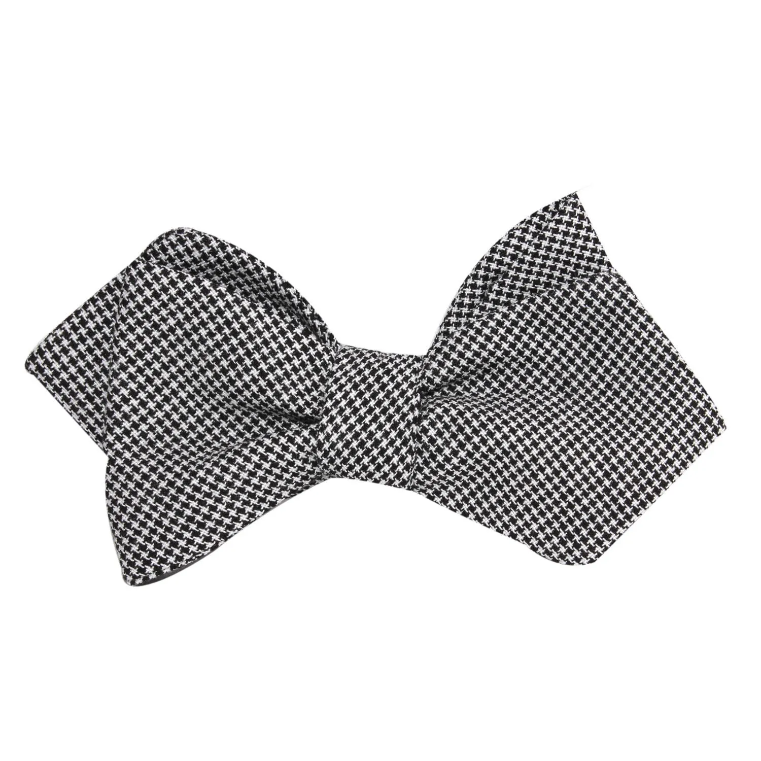 Black & White Houndstooth Cotton Self Tie Diamond Tip Bow Tie