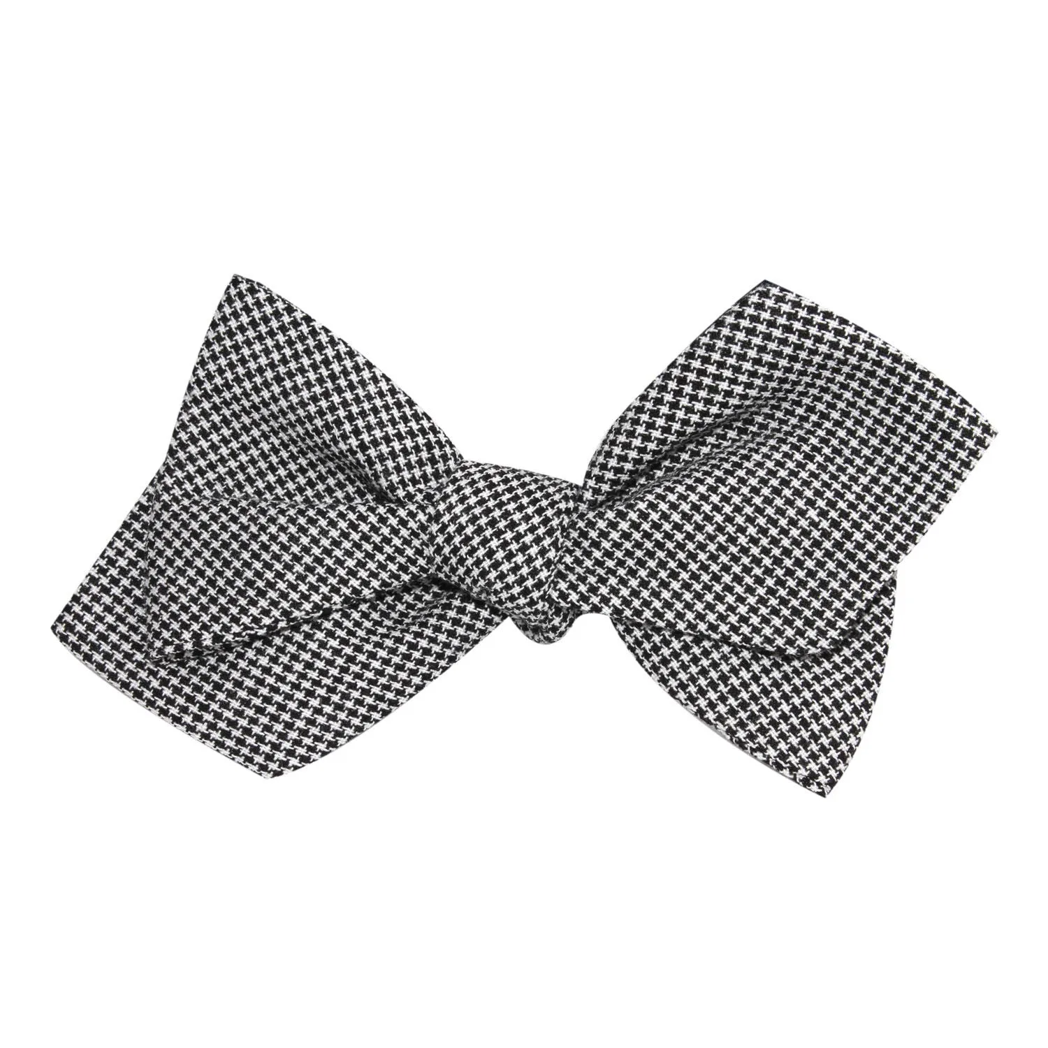 Black & White Houndstooth Cotton Self Tie Diamond Tip Bow Tie