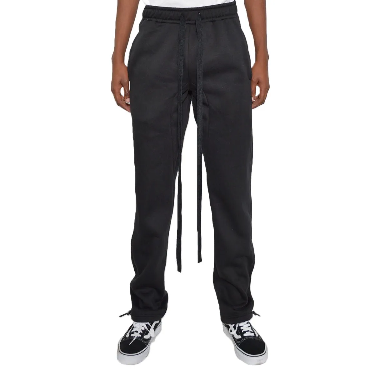 Black Cotton Fleece Toggle Sweats