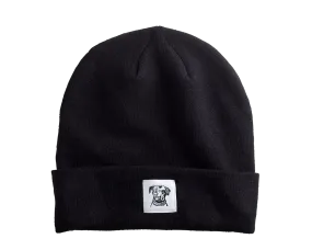 Black Cuffed Patch Beanie