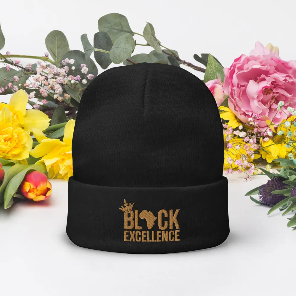 Black Excellence (Gold) Knit Beanie