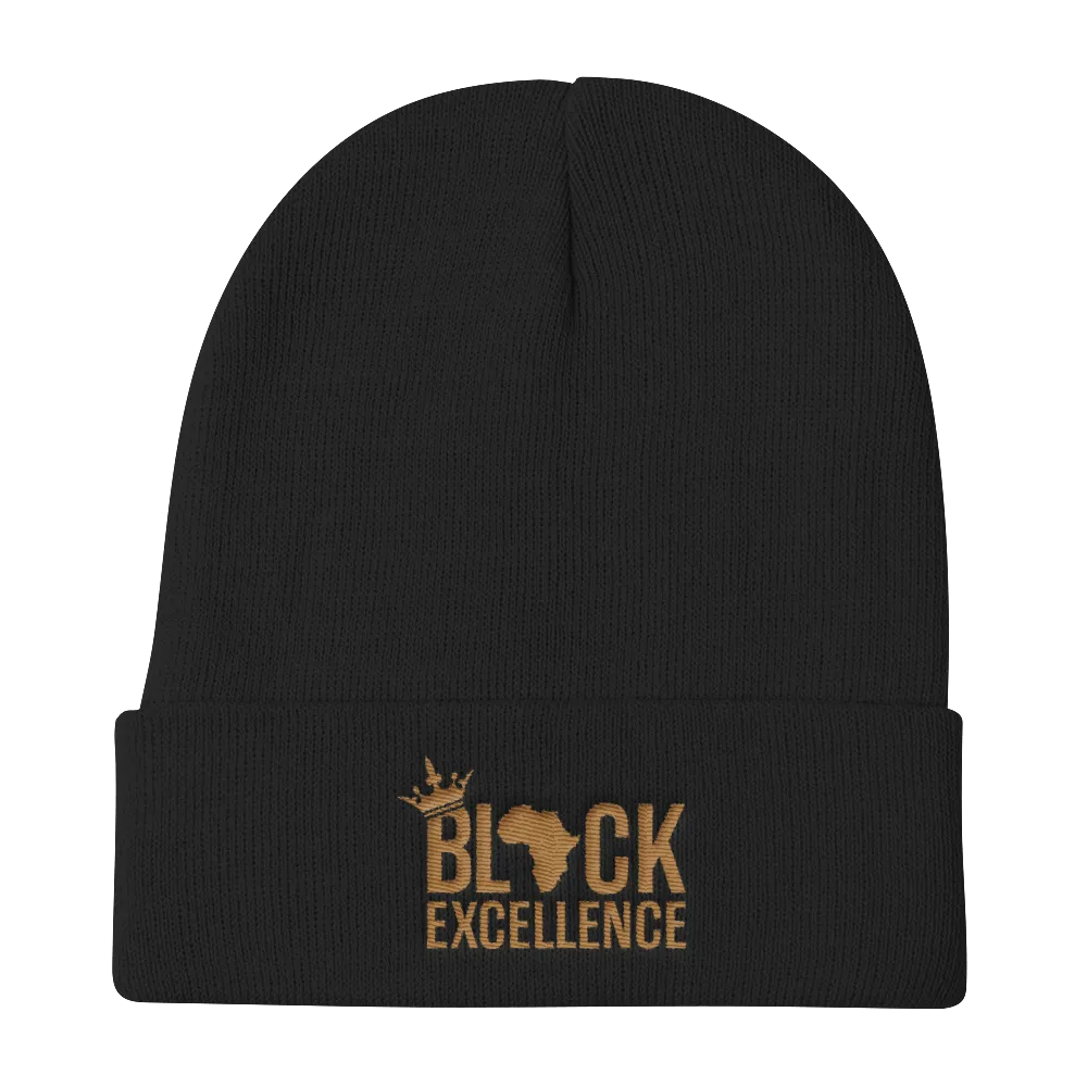 Black Excellence (Gold) Knit Beanie