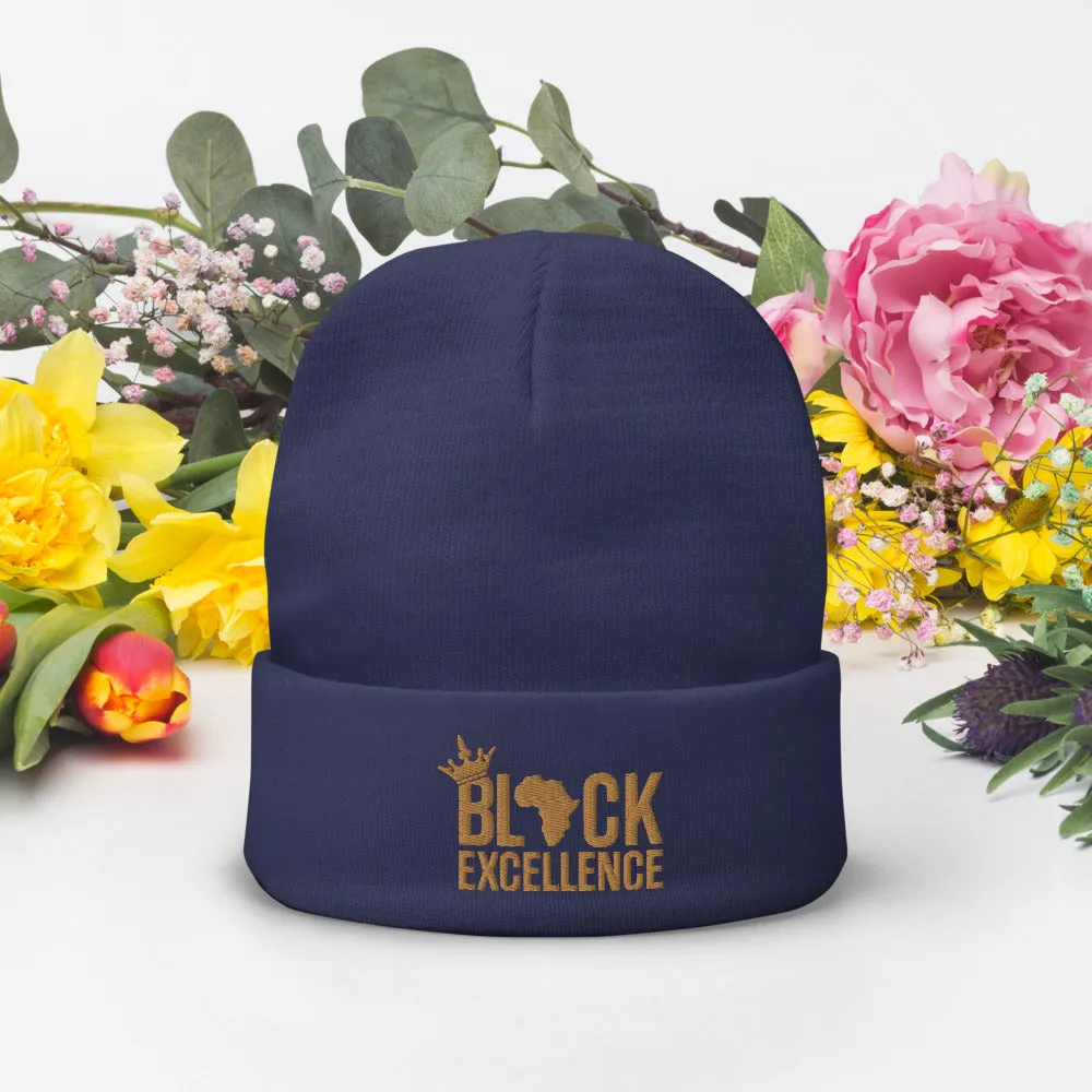 Black Excellence (Gold) Knit Beanie