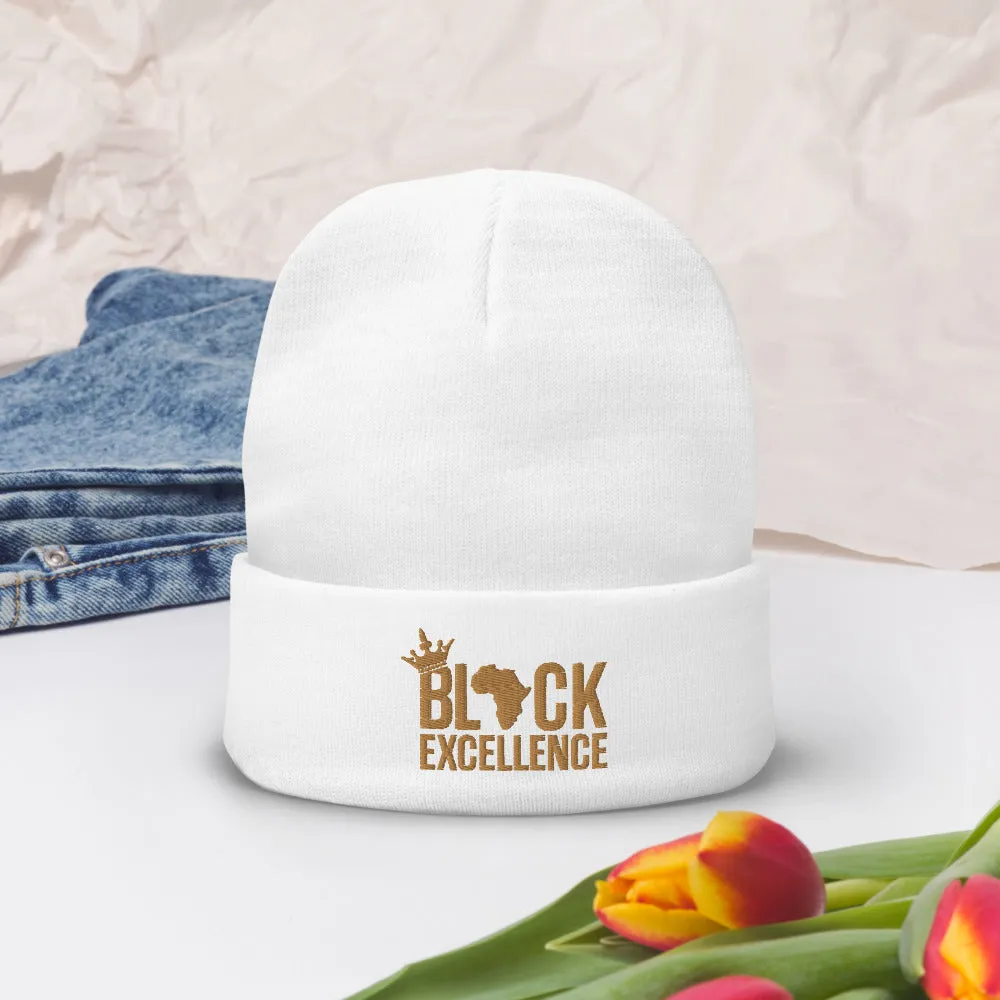 Black Excellence (Gold) Knit Beanie