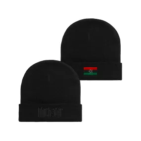 Black Star - Embroidered Knit Hat (Black)