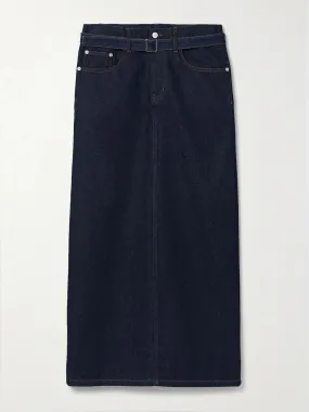 Calder belted denim maxi skirt