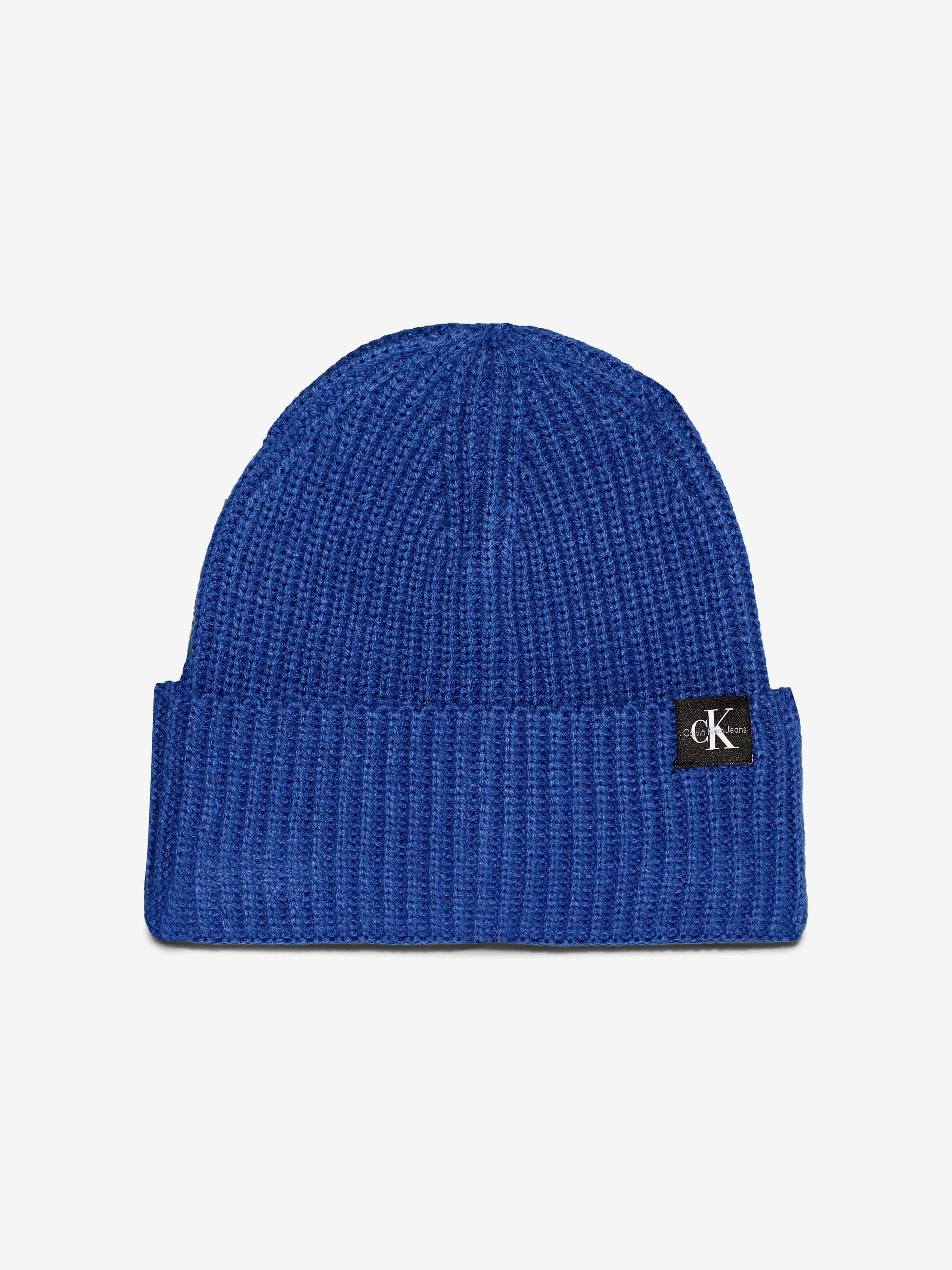 Calvin Klein Boys Monogram Rib Beanie Hat in Blue