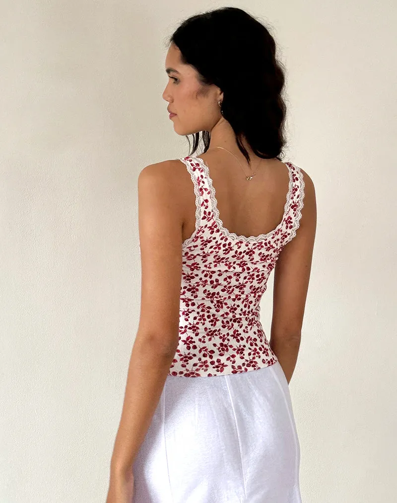 Carillo Top in Summer Strawberry Off White