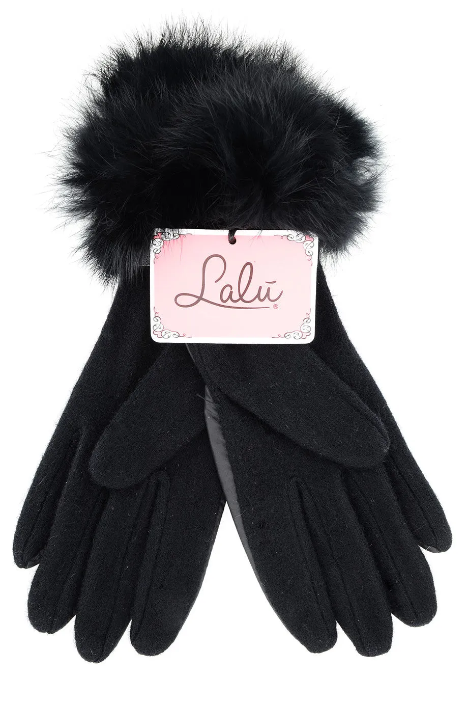 CHALET Black Fur Women Gloves