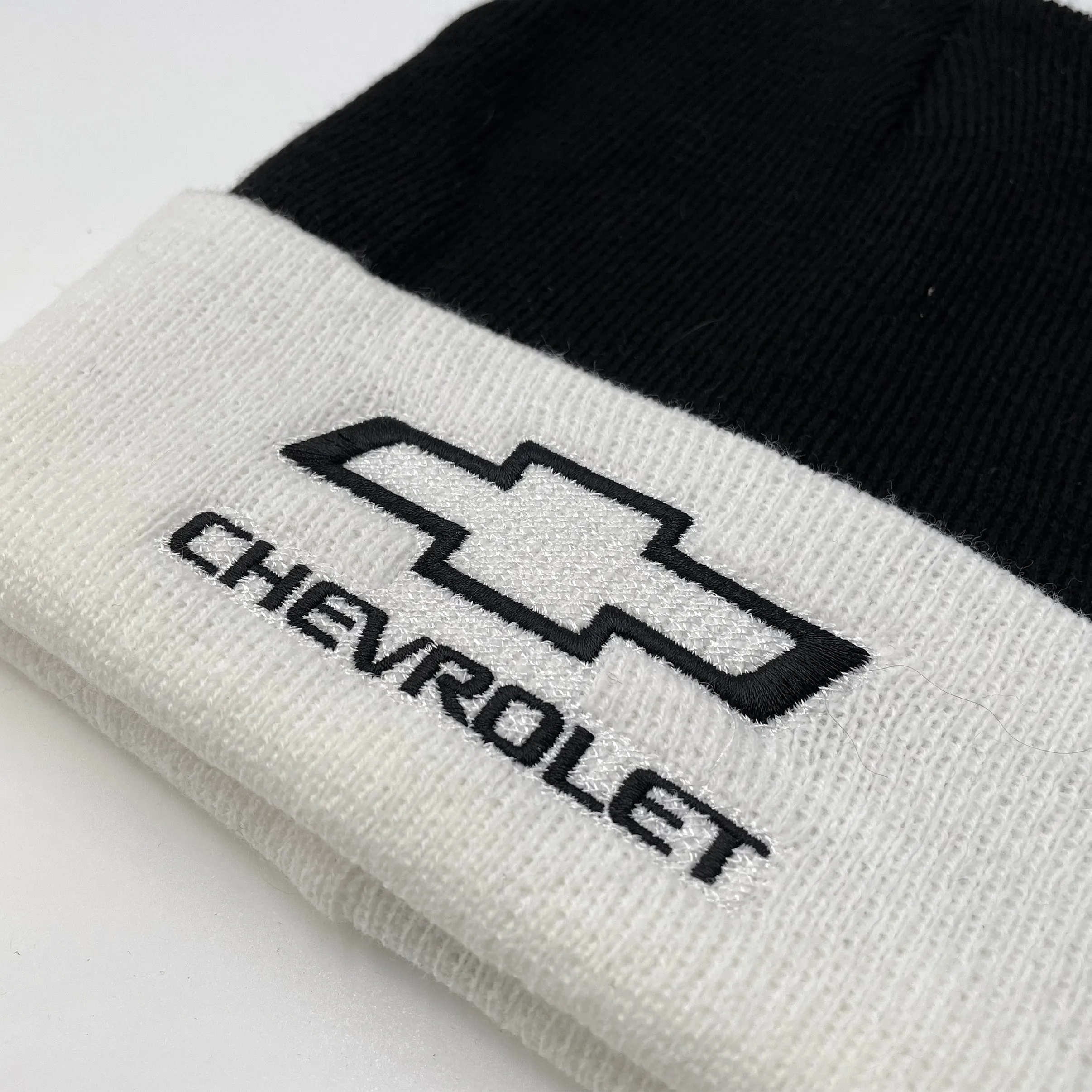 Chevrolet Bowtie Beanie - White and Black