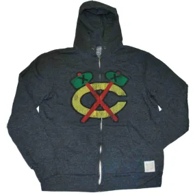 Chicago Blackhawks Retro Brand Triblend Fleece Zip-Up Hoodie Sweatshirt Jacket