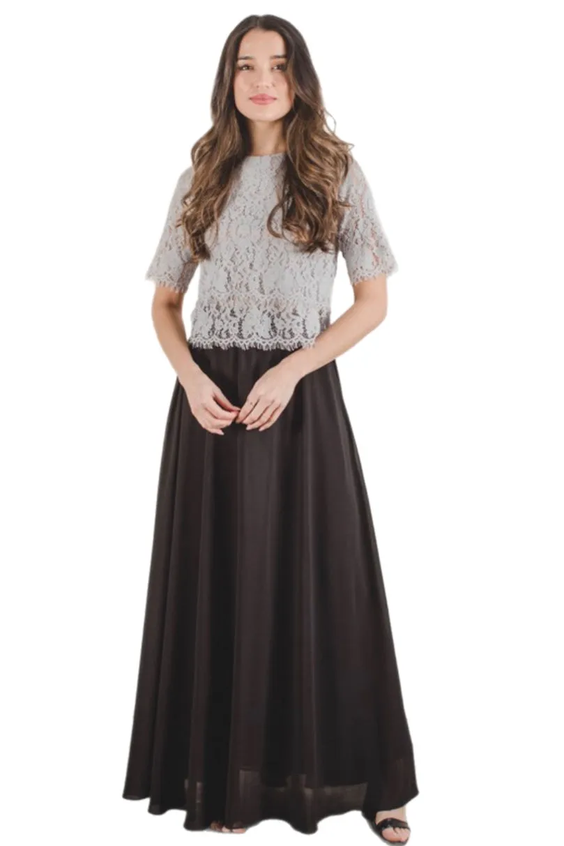 Chiffon Maxi Skirt Style 4400 in Black or Mauve