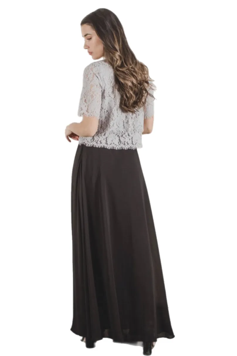 Chiffon Maxi Skirt Style 4400 in Black or Mauve